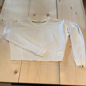 Nike track and field white mesh long sleeve crop top